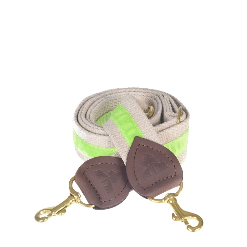 Schulterriemen Beige & Neon Grün Samt