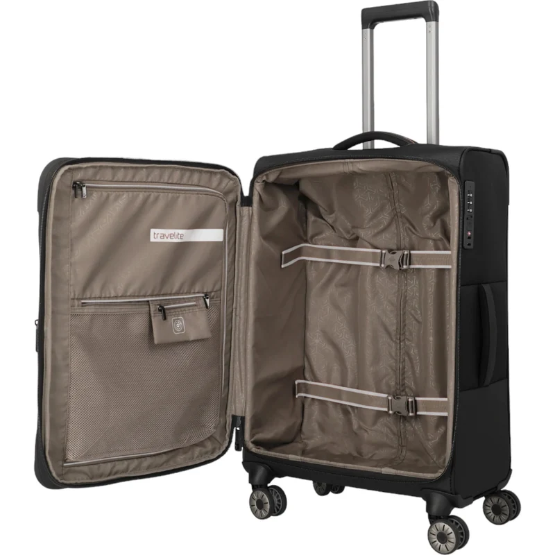 Travelite Crosslite 4-Rollen-Trolley M 66 cm -Schwarz