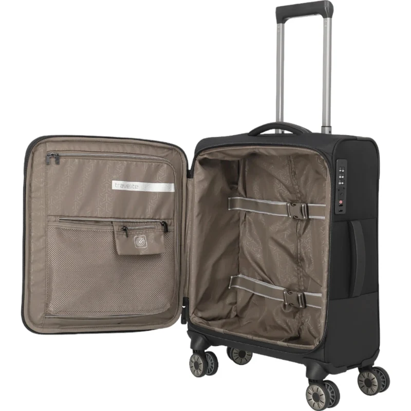 Travelite Crosslite 4-Rollen-Kabinentrolley S 55 cm -Schwarz