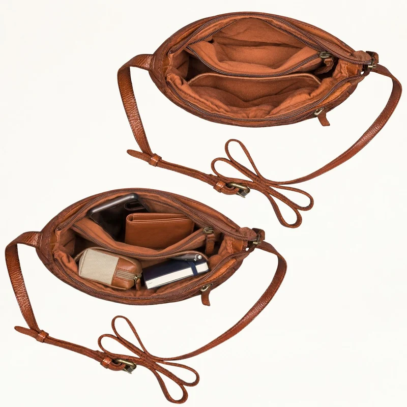 "Jutta" Kleine Echtleder Vintage Flechttasche für Damen