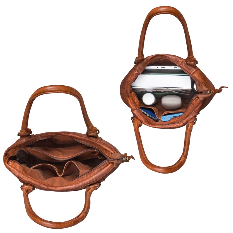 "Nadia" Stylishe Handtasche Damen Mittelgroß Leder in Flechtoptik