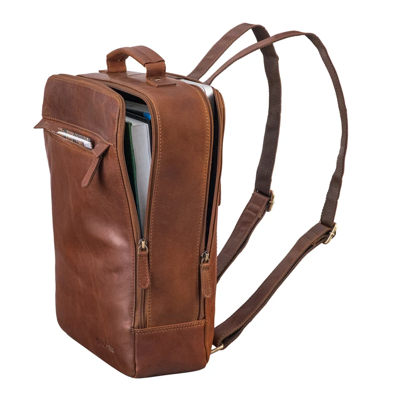 "Claudio" Leder Rucksack Herren & Damen Mittelgroß für 13 - 14 Zoll