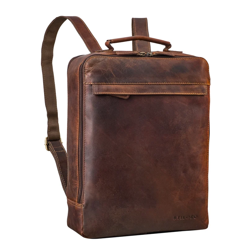 "Claudio" Leder Rucksack Herren & Damen Mittelgroß für 13 - 14 Zoll