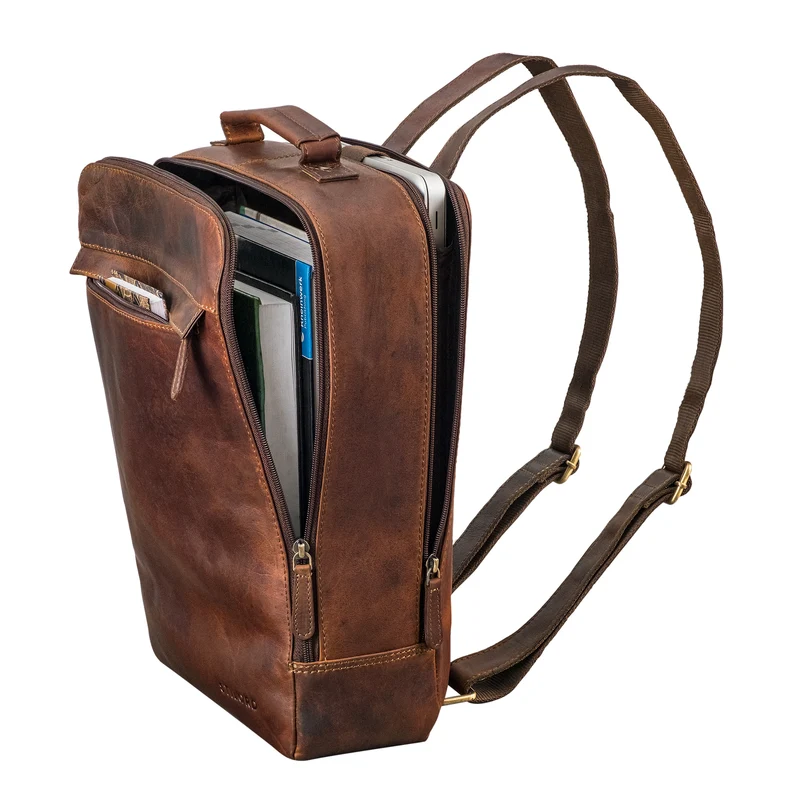 "Claudio" Leder Rucksack Herren & Damen Mittelgroß für 13 - 14 Zoll