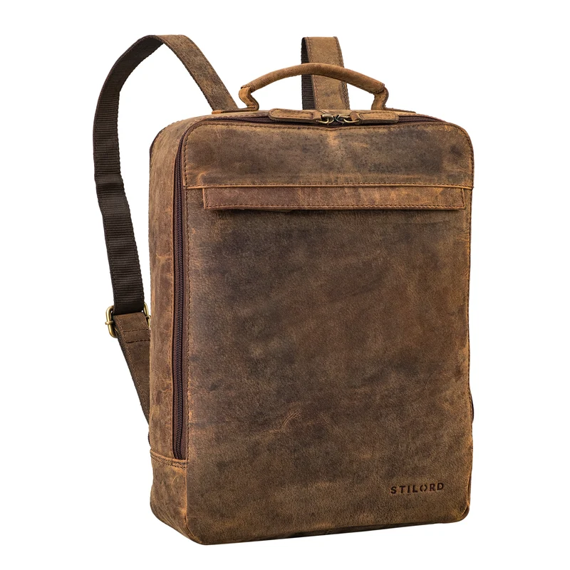 "Claudio" Leder Rucksack Herren & Damen Mittelgroß für 13 - 14 Zoll