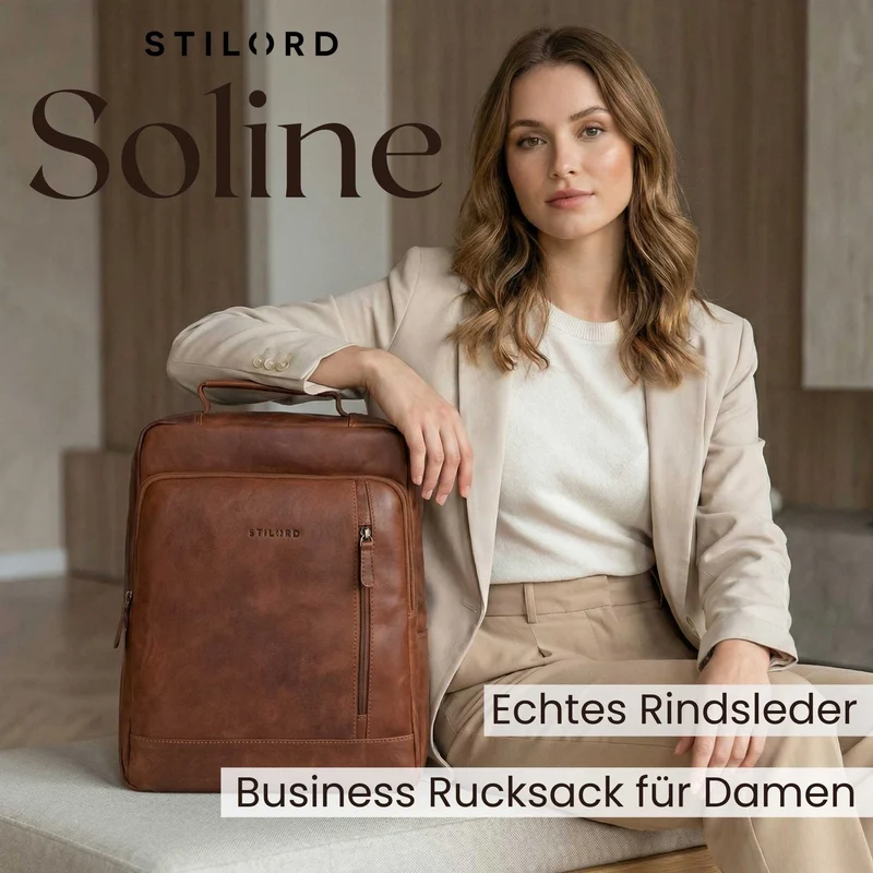 "Soline" Business Rucksack Damen Leder 15.6 - 16 Zoll