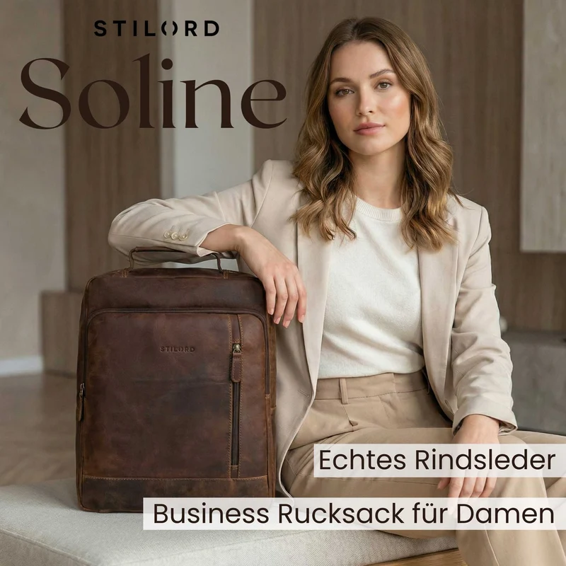 "Soline" Business Rucksack Damen Leder 15.6 - 16 Zoll