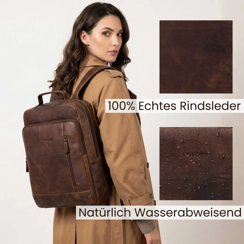 "Soline" Business Rucksack Damen Leder 15.6 - 16 Zoll