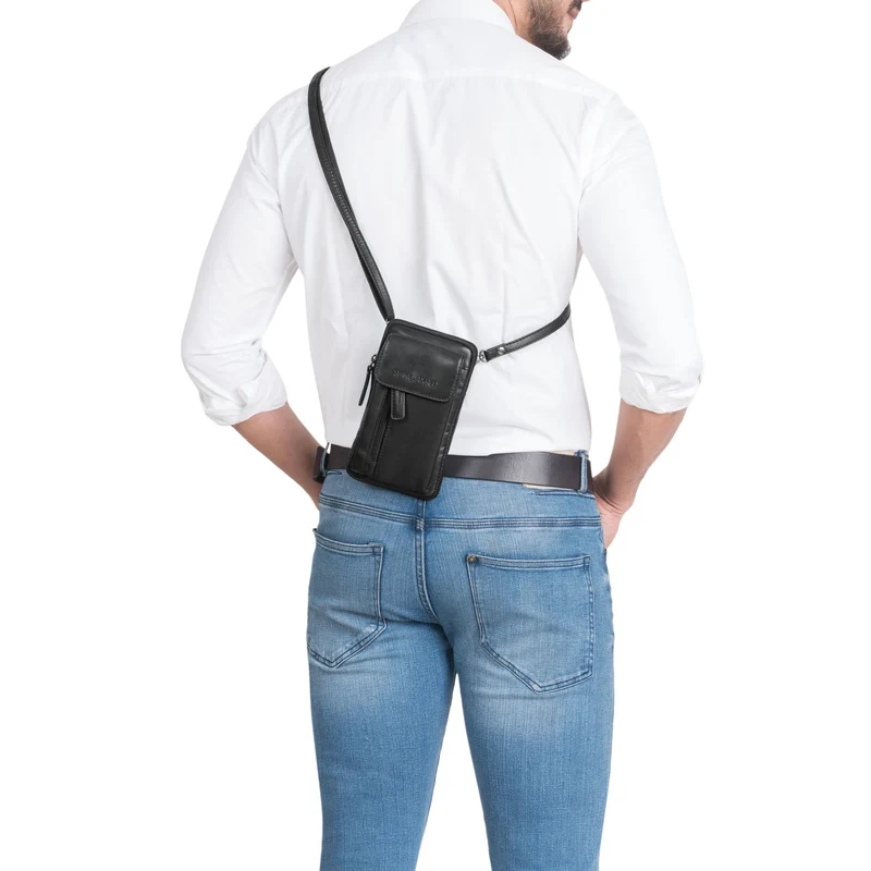"Mael" 2-in-1 Umhängetasche Herren Leder Handytasche Gürteltasche