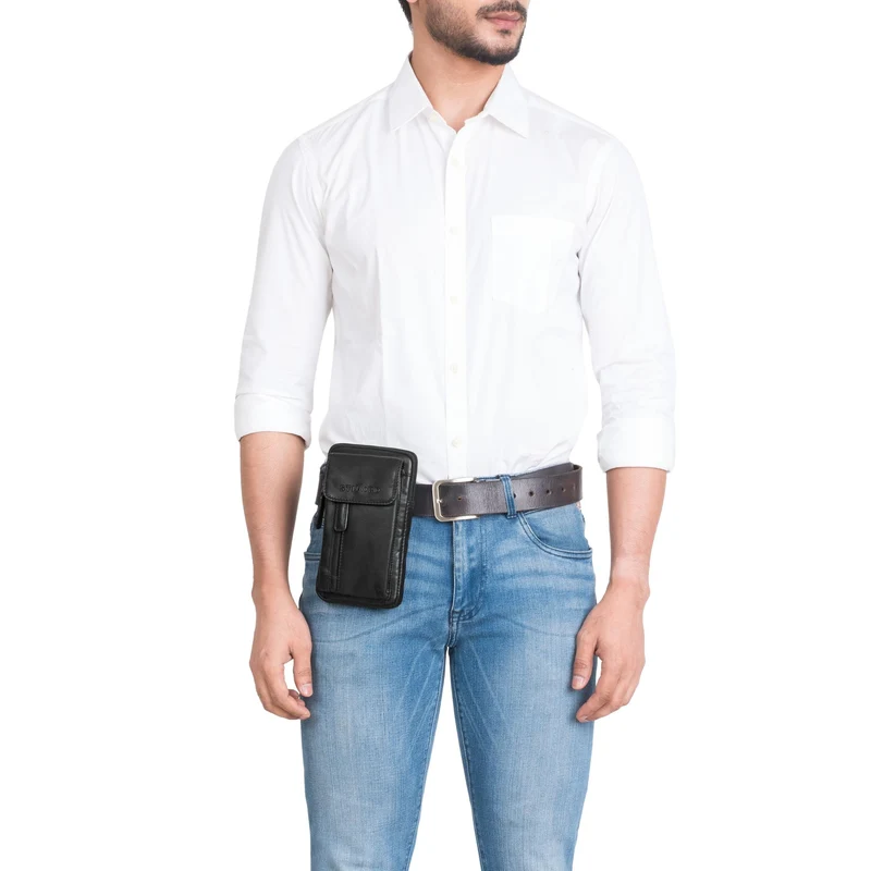 "Mael" 2-in-1 Umhängetasche Herren Leder Handytasche Gürteltasche