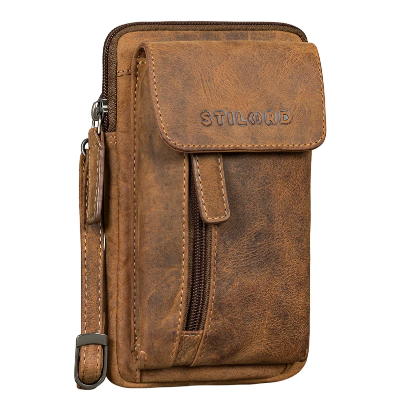 "Mael" 2-in-1 Umhängetasche Herren Leder Handytasche Gürteltasche