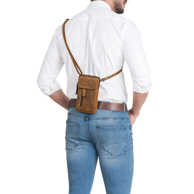 "Mael" 2-in-1 Umhängetasche Herren Leder Handytasche Gürteltasche