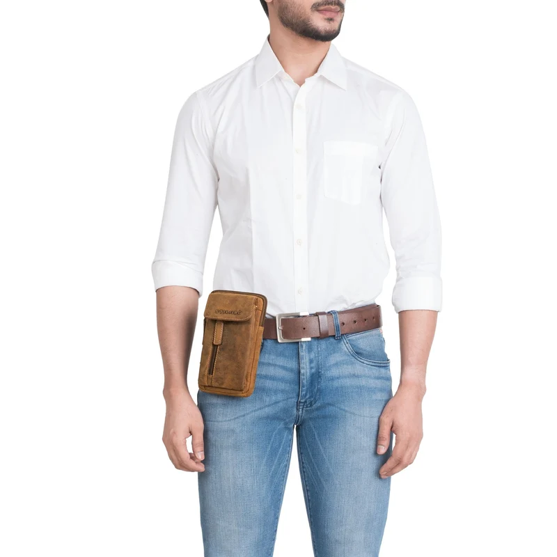 "Mael" 2-in-1 Umhängetasche Herren Leder Handytasche Gürteltasche