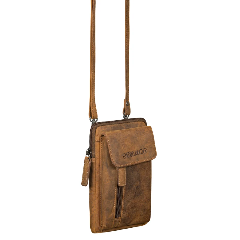 "Mael" 2-in-1 Umhängetasche Herren Leder Handytasche Gürteltasche