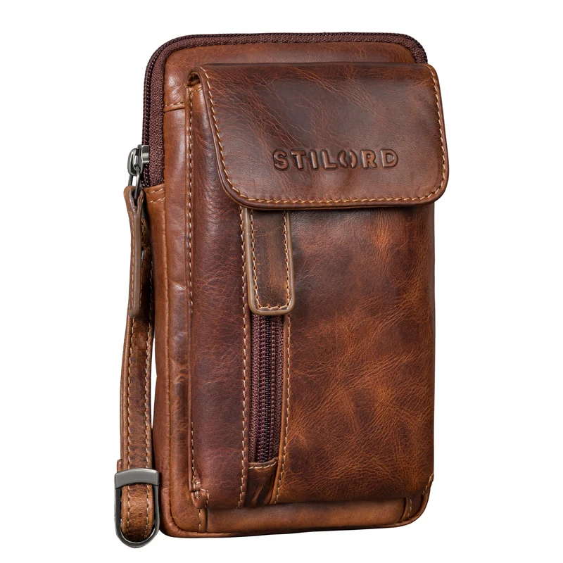 "Mael" 2-in-1 Umhängetasche Herren Leder Handytasche Gürteltasche