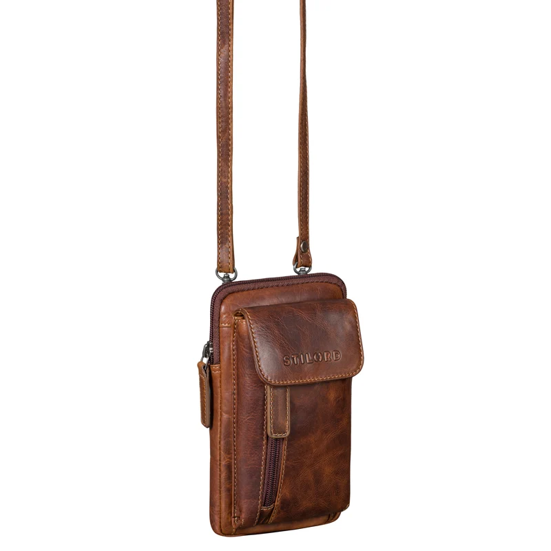 "Mael" 2-in-1 Umhängetasche Herren Leder Handytasche Gürteltasche