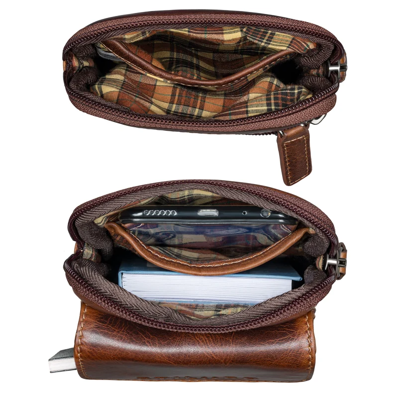 "Mael" 2-in-1 Umhängetasche Herren Leder Handytasche Gürteltasche