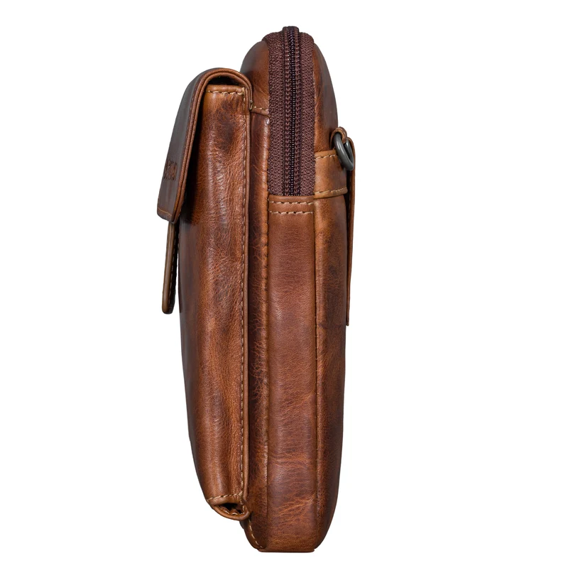 "Mael" 2-in-1 Umhängetasche Herren Leder Handytasche Gürteltasche