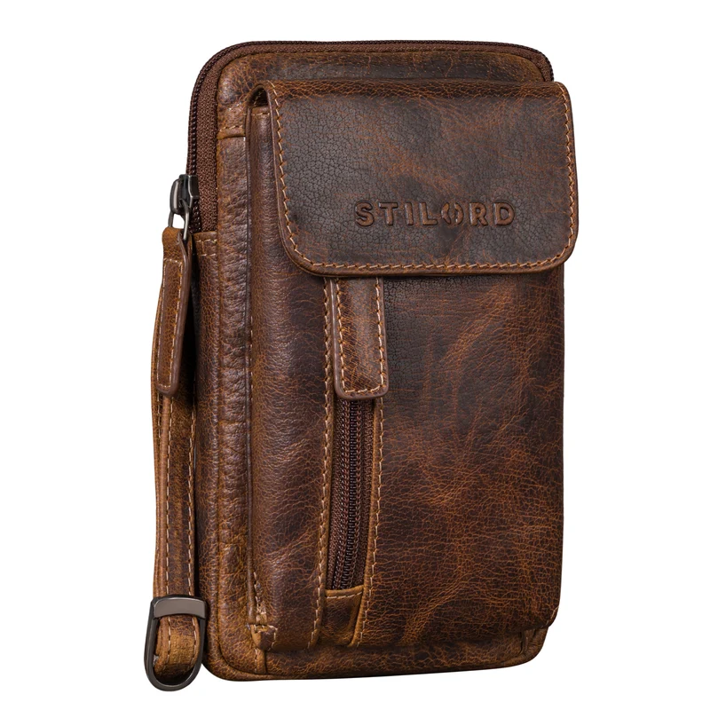 "Mael" 2-in-1 Umhängetasche Herren Leder Handytasche Gürteltasche