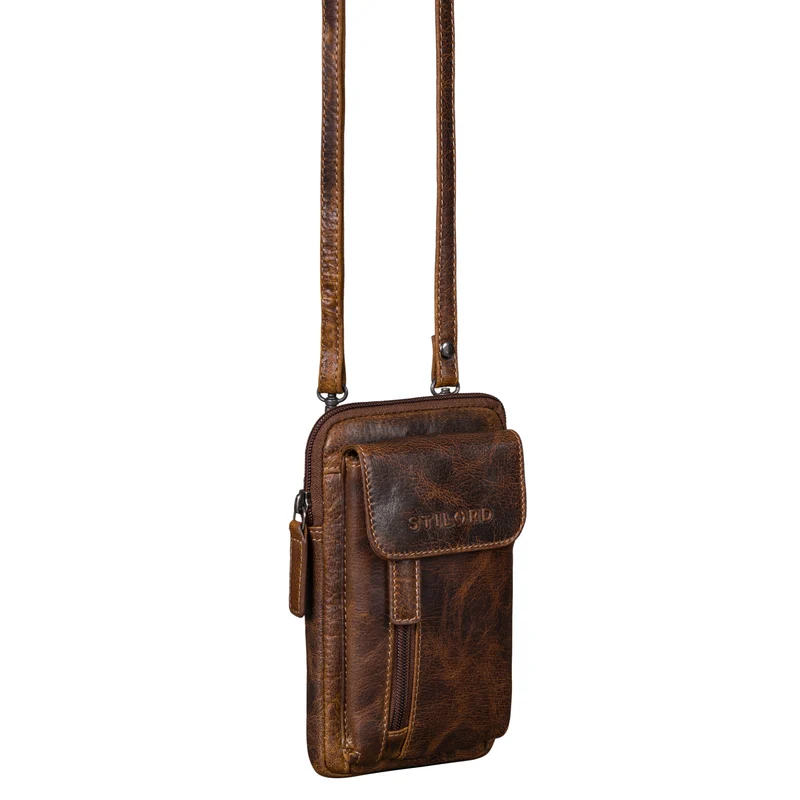 "Mael" 2-in-1 Umhängetasche Herren Leder Handytasche Gürteltasche