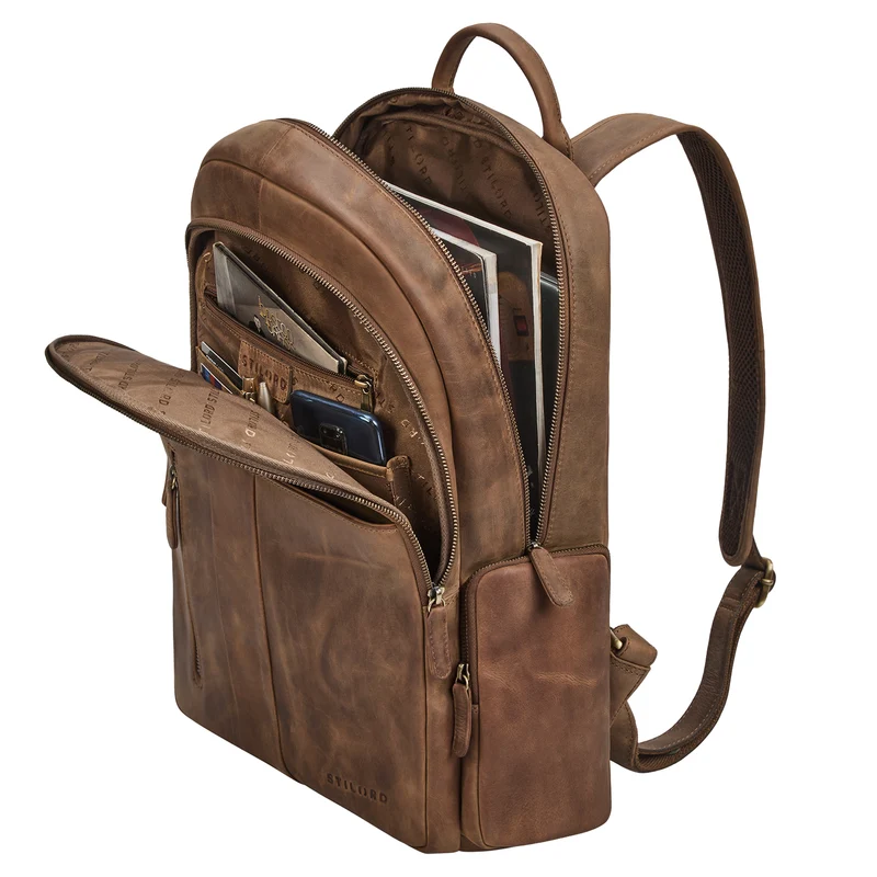 "Gregor" Moderner Rucksack Leder Damen & Herren Groß 13 - 13,3 Zoll