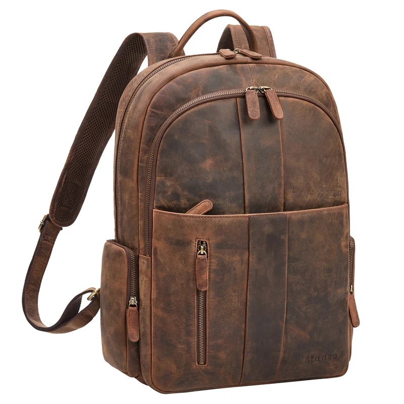 "Gregor" Moderner Rucksack Leder Damen & Herren Groß 13 - 13,3 Zoll