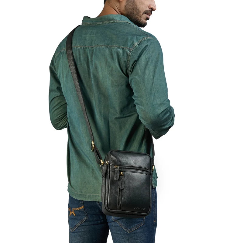 "Zelus" Elegante Schultertasche Herren Leder Klein