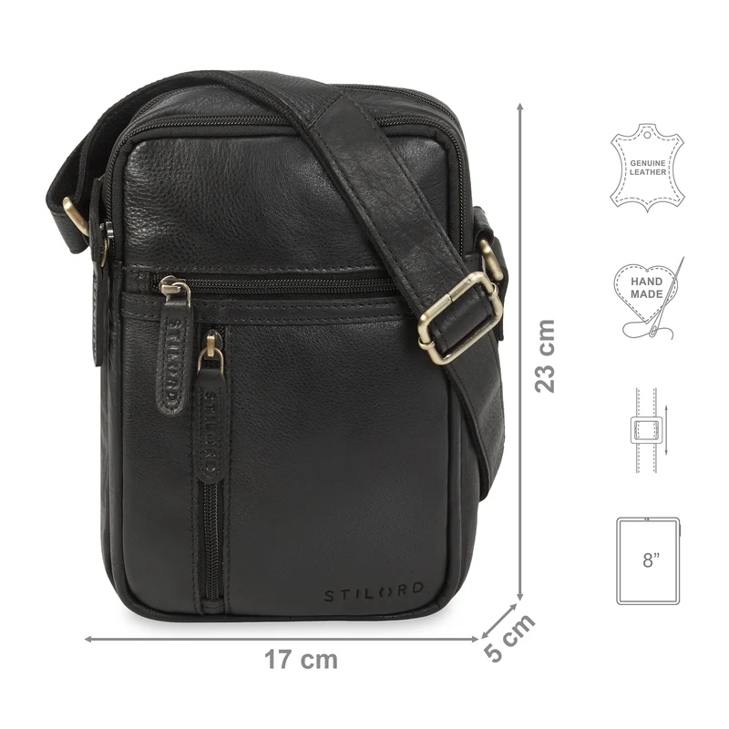 "Zelus" Elegante Schultertasche Herren Leder Klein
