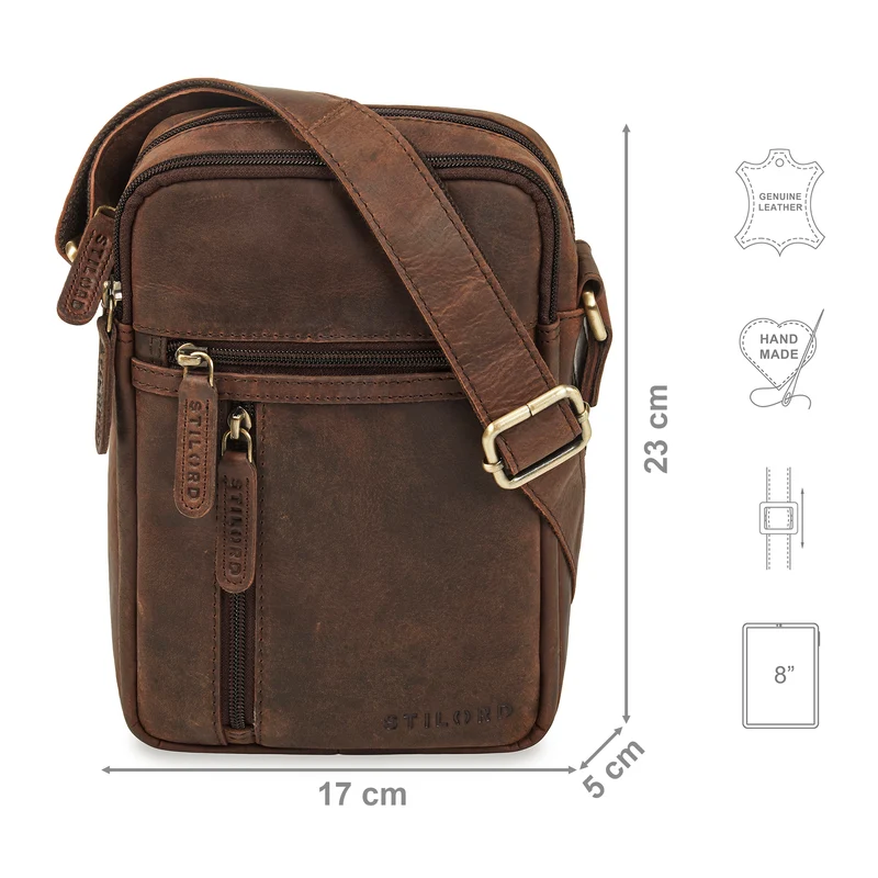 "Zelus" Elegante Schultertasche Herren Leder Klein