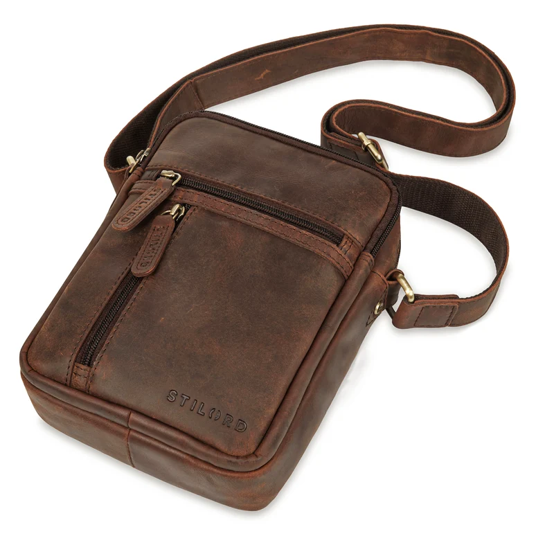"Zelus" Elegante Schultertasche Herren Leder Klein
