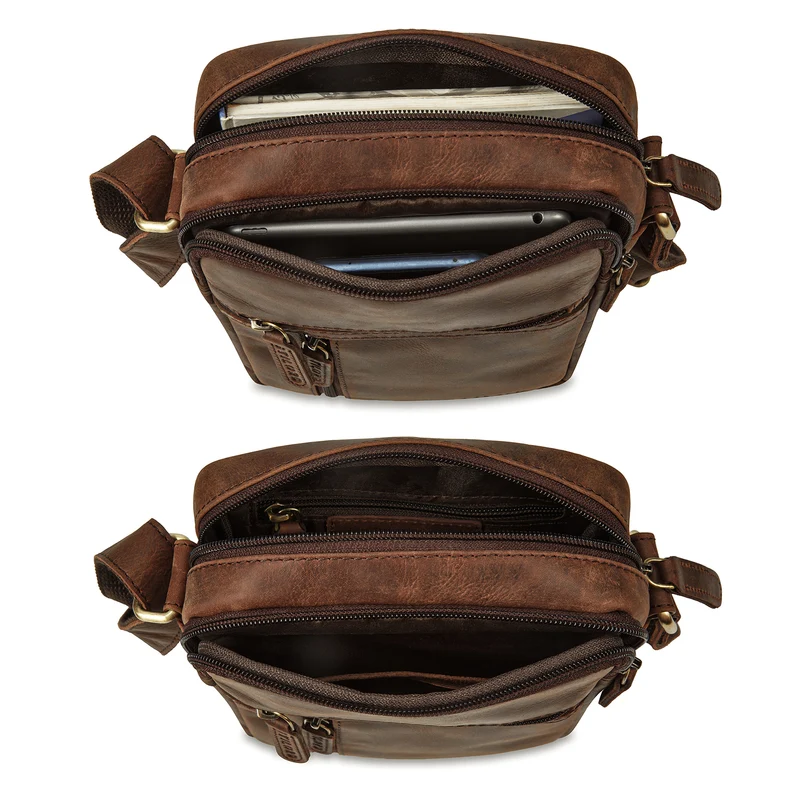 "Zelus" Elegante Schultertasche Herren Leder Klein