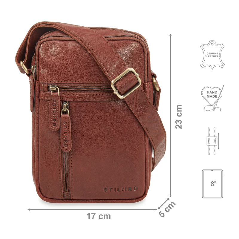 "Zelus" Elegante Schultertasche Herren Leder Klein
