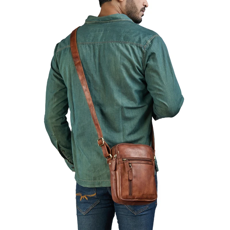 "Zelus" Elegante Schultertasche Herren Leder Klein