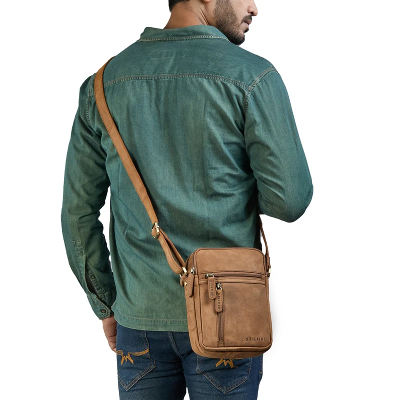 "Zelus" Elegante Schultertasche Herren Leder Klein