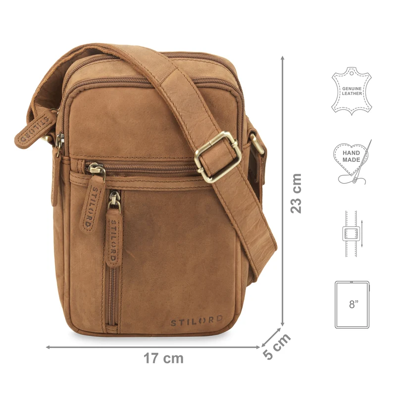 "Zelus" Elegante Schultertasche Herren Leder Klein