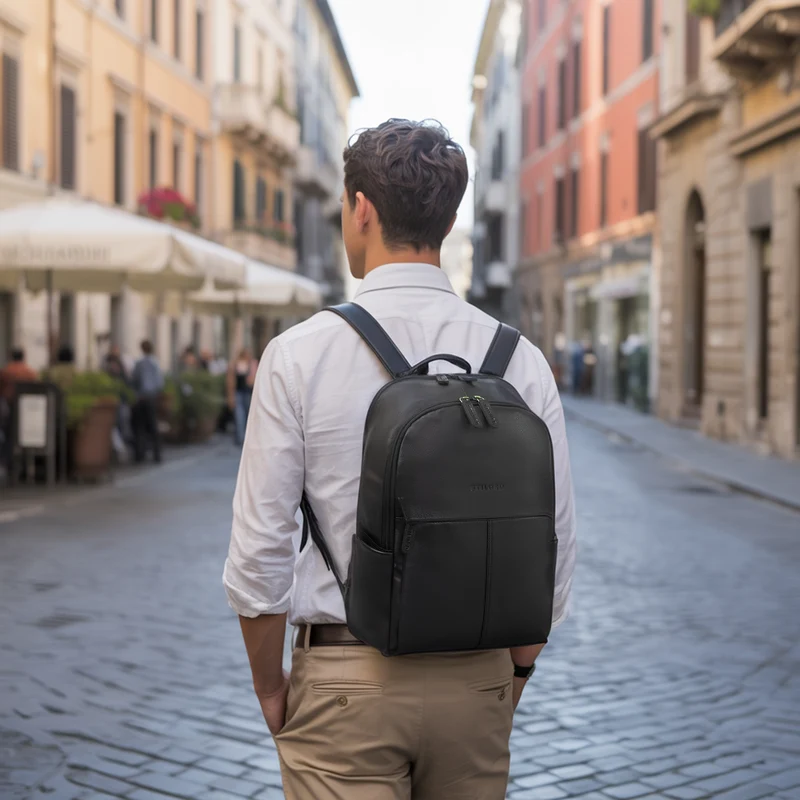 "Marino" Leder Rucksack Damen und Herren Laptopfach 13 - 14