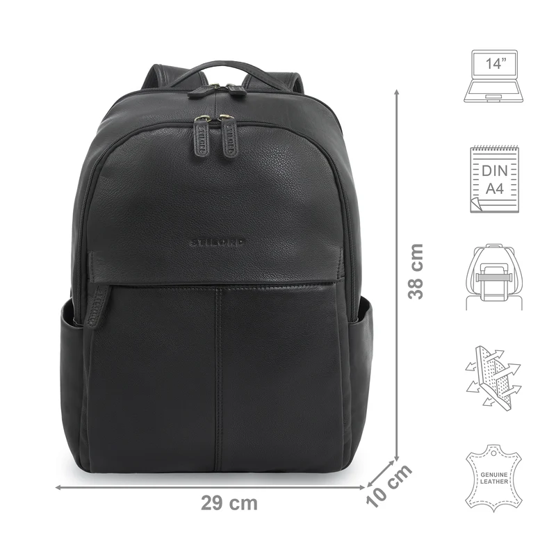 "Marino" Leder Rucksack Damen und Herren Laptopfach 13 - 14