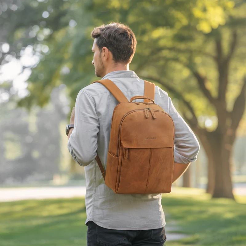 "Marino" Leder Rucksack Damen und Herren Laptopfach 13 - 14