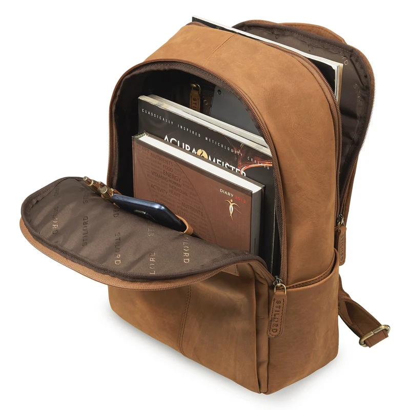 "Marino" Leder Rucksack Damen und Herren Laptopfach 13 - 14