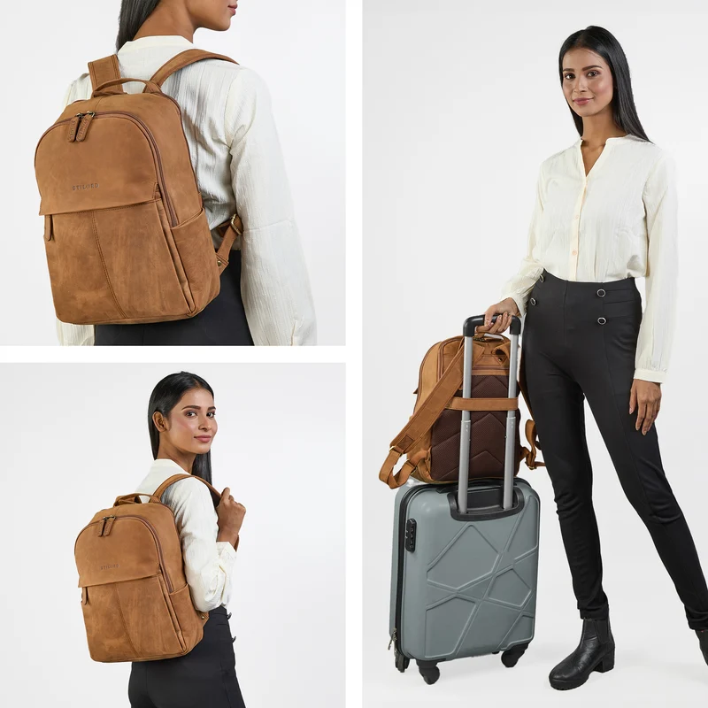"Marino" Leder Rucksack Damen und Herren Laptopfach 13 - 14