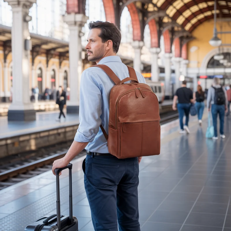 "Marino" Leder Rucksack Damen und Herren Laptopfach 13 - 14