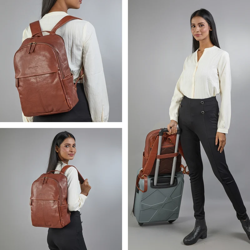 "Marino" Leder Rucksack Damen und Herren Laptopfach 13 - 14
