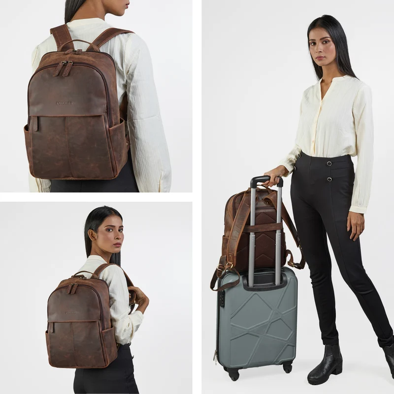 "Marino" Leder Rucksack Damen und Herren Laptopfach 13 - 14