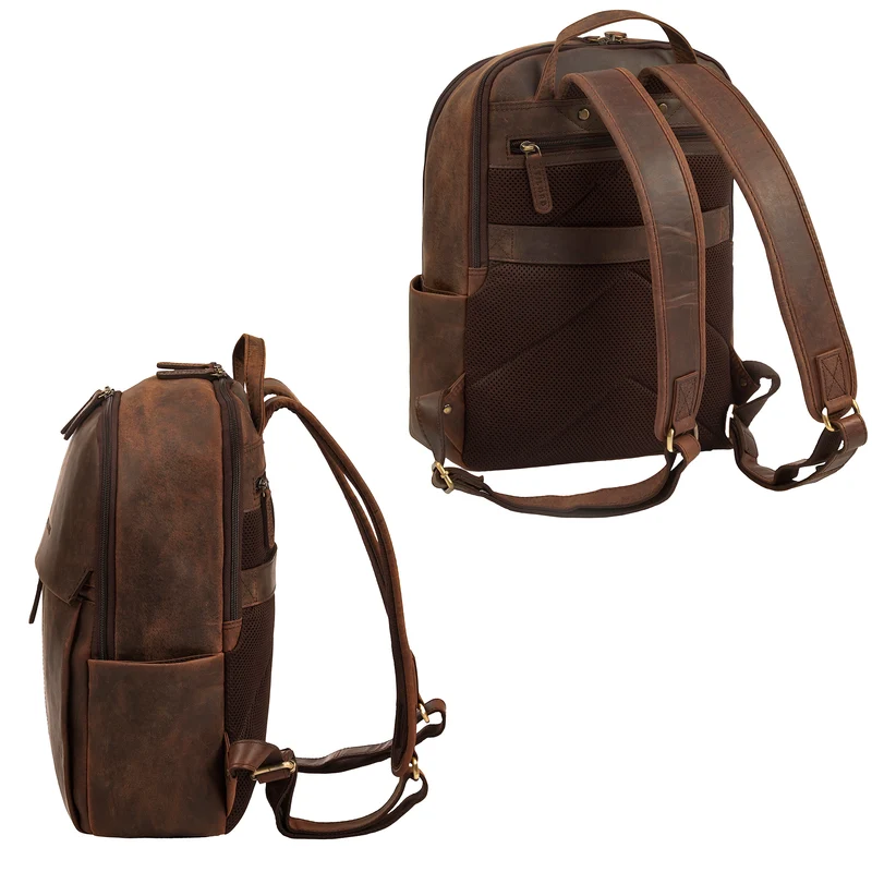 "Marino" Leder Rucksack Damen und Herren Laptopfach 13 - 14