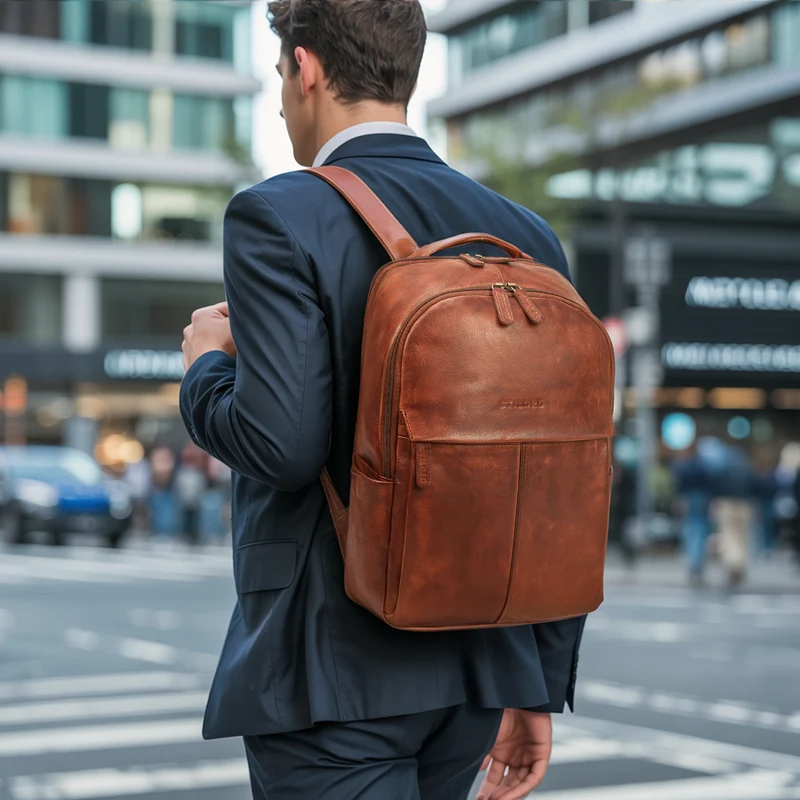 "Marino" Leder Rucksack Damen und Herren Laptopfach 13 - 14