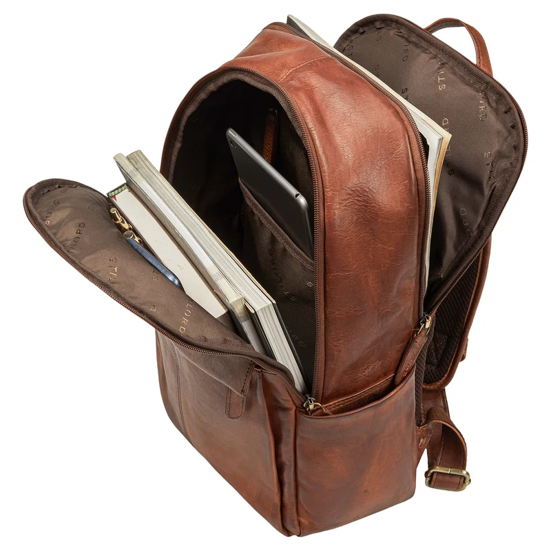 "Marino" Leder Rucksack Damen und Herren Laptopfach 13 - 14