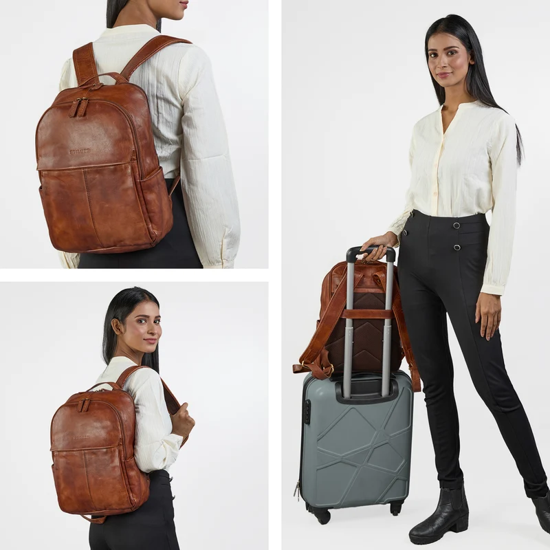 "Marino" Leder Rucksack Damen und Herren Laptopfach 13 - 14