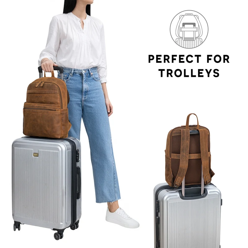 "Gunnar" Großer Echtleder Business Rucksack 15.6 Zoll für Damen