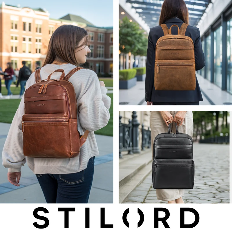 "Gunnar" Großer Echtleder Business Rucksack 15.6 Zoll für Damen