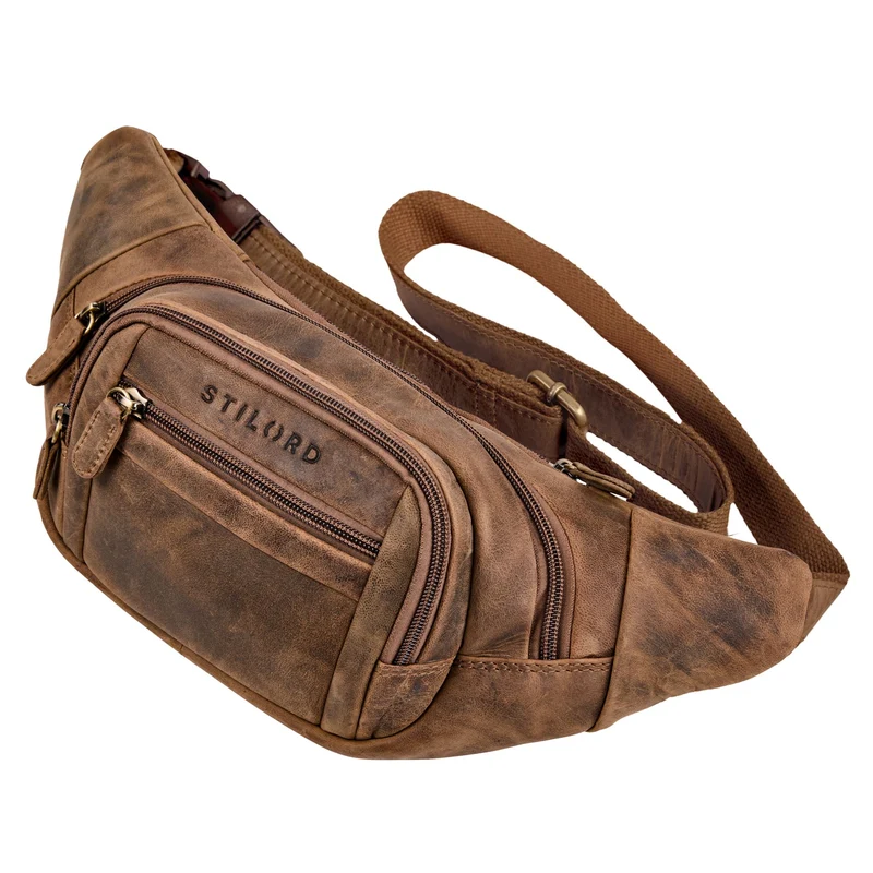 "Dublin" Stilvolle Bauchtasche Herren Leder Groß mit vielen Fächern